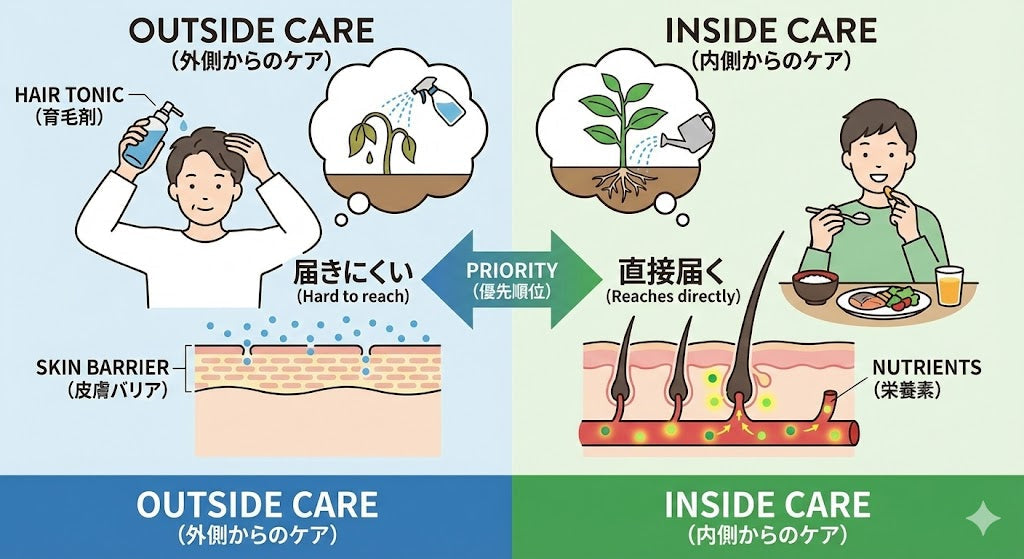 高い育毛剤が「届かない」理由。皮膚は「吸収する場所」ではありませんでした。