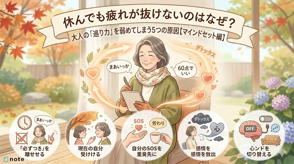 休んでも疲れが抜けないのはなぜ？大人の「巡り力」を弱めてしまう5つの原因【マインドセット編】