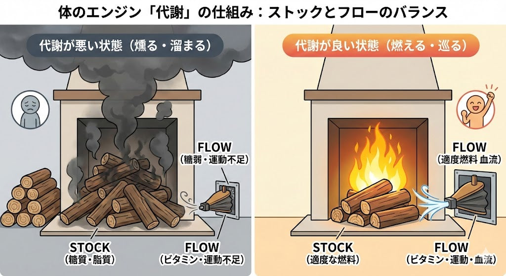 「食べてないのに太る」のはなぜ？代謝のカギを握る『ストックとフロー』の話。